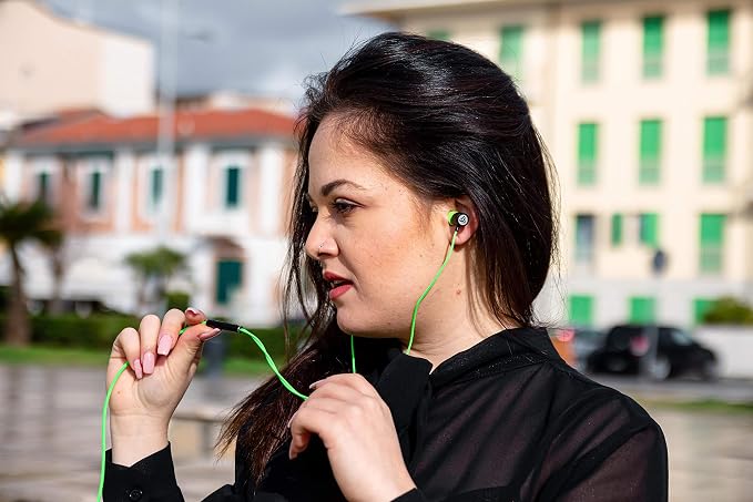 LUDOS Ultra Wired Earbuds in-Ear Headphones, 5 Years Warranty, Earphones with Microphone, Noise Isolating Ear Buds, Memory Foam for iPhone, Samsung, School Students, Kids, Women, Small Ears - Green - Image 2