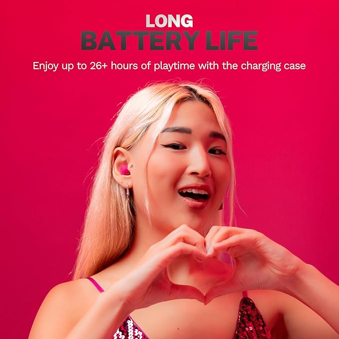 JLab Go Air Pop+, True Wireless Earbuds, Bluetooth Earbuds with Microphone, Dual Connect, EQ3 Sound, Dark Pink - Image 4