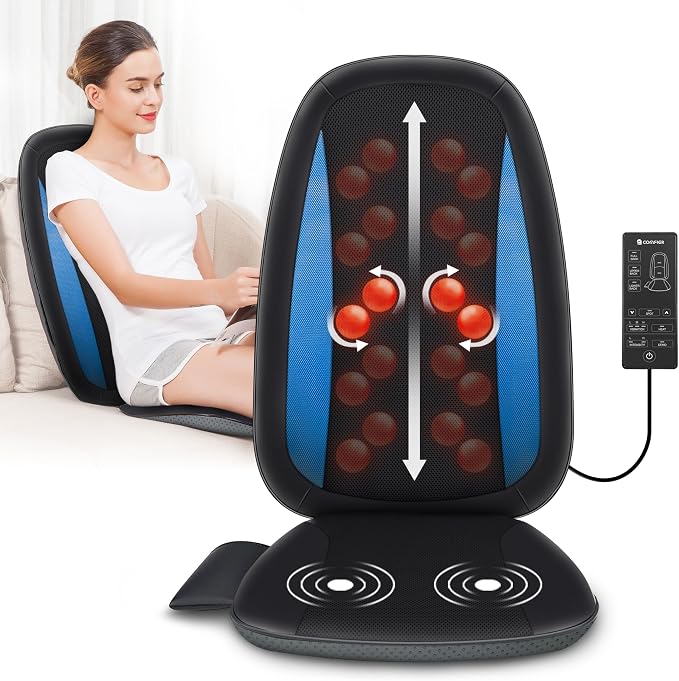 COMFIER Back Massager with Heat,Deep Tissue Kneading Massage Seat Cushion, Shiatsu Chair Pad for Neck for Home or Office use, Gift by COMFIER