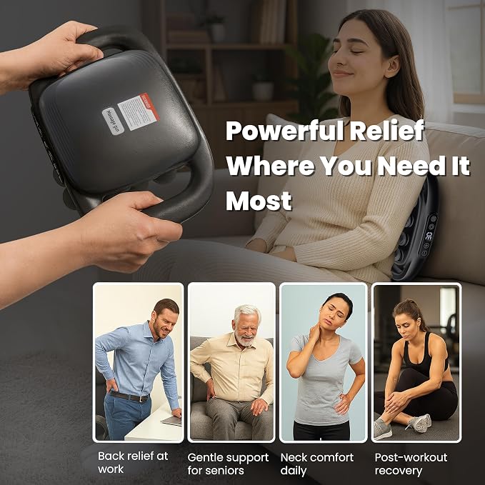 OMEO 16-Head Deep Tissue Massage Gun – Professional Percussion Massager with 30 Intensities & Quiet Motor | Portable Muscle Massager for Pain Relief, Neck, Back, Shoulders & Legs (Black) - Image 3