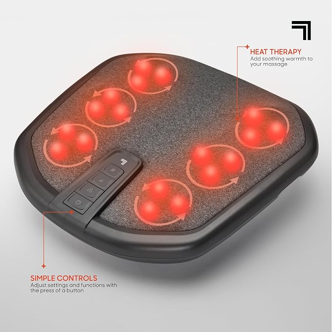 Sharper Image® Shiatsu Foot + Back Massager with Heat & Washable Cover| Portable Kneading Deep Tissue Massage Tool| Heating Pad Massage Pillow - Image 5