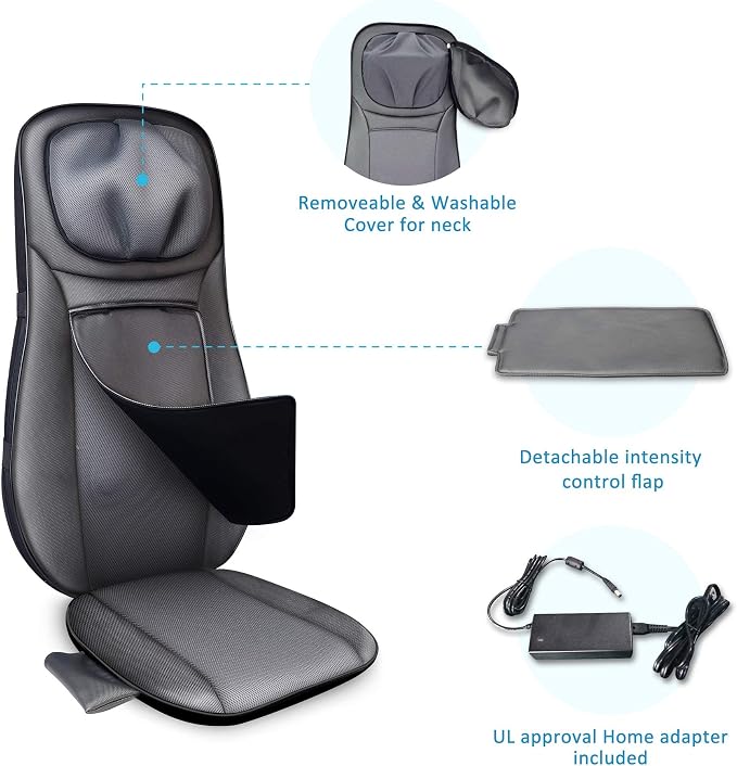Snailax Chair Back Massager with Heat - Shiatsu Pad, 12 Massage Balls & 3D/4D Mode - Portable Electric Cushion for Shoulder, Leg, Back Pain Relief - Home, Office, Car Use - Image 5