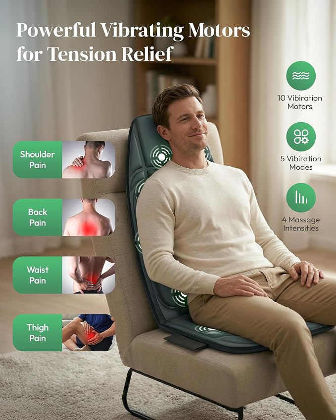 Heycool Back Massager for Chair, Massage Pad with Heat & Vibration - Image 3