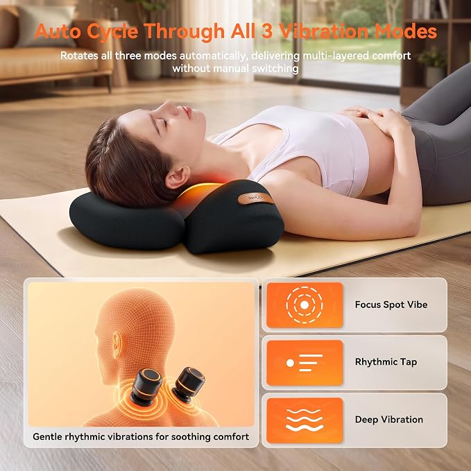 3 in-1 Cordless Neck Massager Pillow with Heat, Vibration & Traction - Image 4