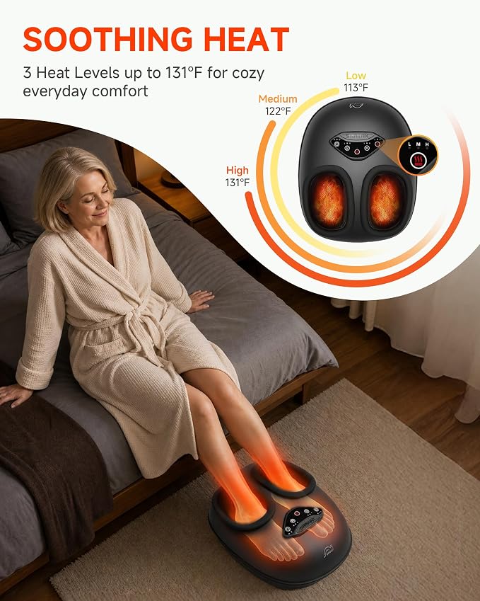Snailax Shiatsu Foot Massager with Heat & Compression, Fits Men's Size 14 - Image 5