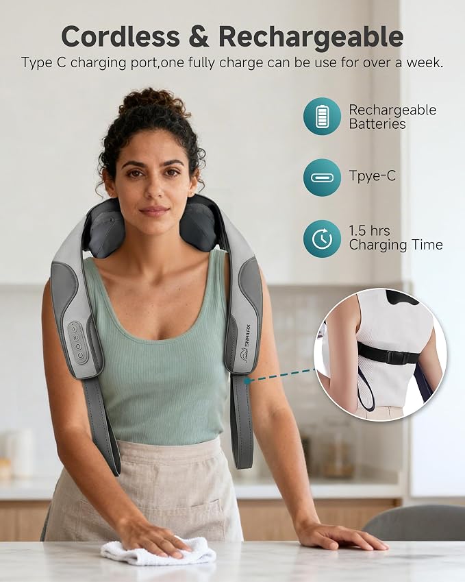 2026 Cordless 4D Shiatsu Neck and Shoulder Massager With Heat Pain Reilef - Image 5