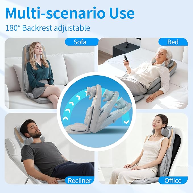 Shiatsu Neck and Back Massager with Heat, Full Back Kneading Back Massager for Fatigue Relief Deep Tissue, Massage Chair Pad with Adjustable Neck Massager, Portable Back Massager for Chair - Image 7