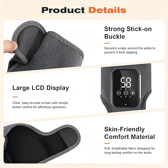 Foot Renew Massager for Neuropathy, Portable Heated Wrap, Ergonomic Soft Foot Massage Cushion with 3 Vibration Modes and Heat for Heel, Portable for Home Travel Use - Image 4