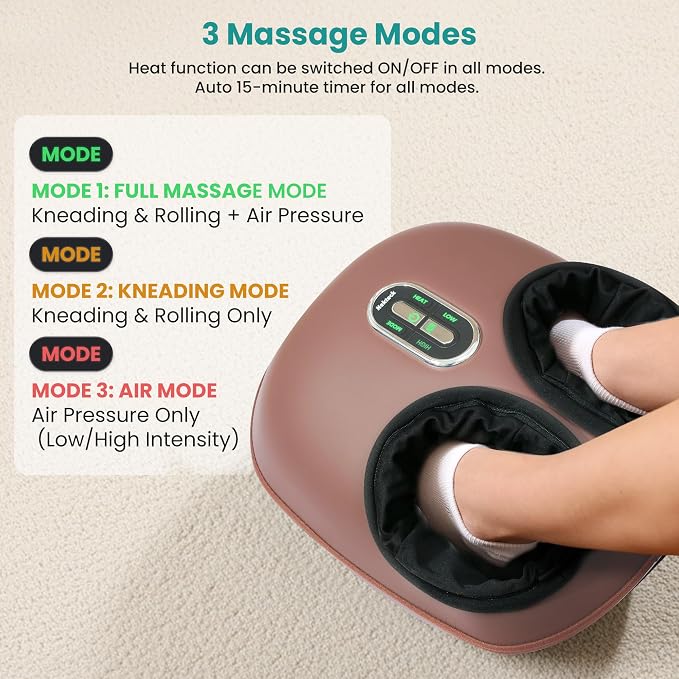 Nekteck Shiatsu Foot Massager with Heat & Air Compression Deep Kneading - Image 2