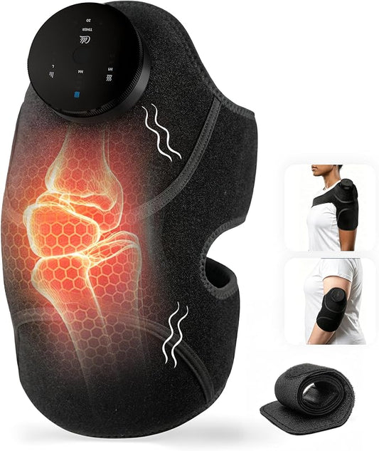 3-in-1 Cordless Knee Massager with Graphene Heat & Vibration, Rechargeable Heating Pad for Knee, Shoulder & Elbow, 4 Massage Modes & 3 Heat Levels, Helps Relieve Muscle Soreness & Joint Stiffness by CILI