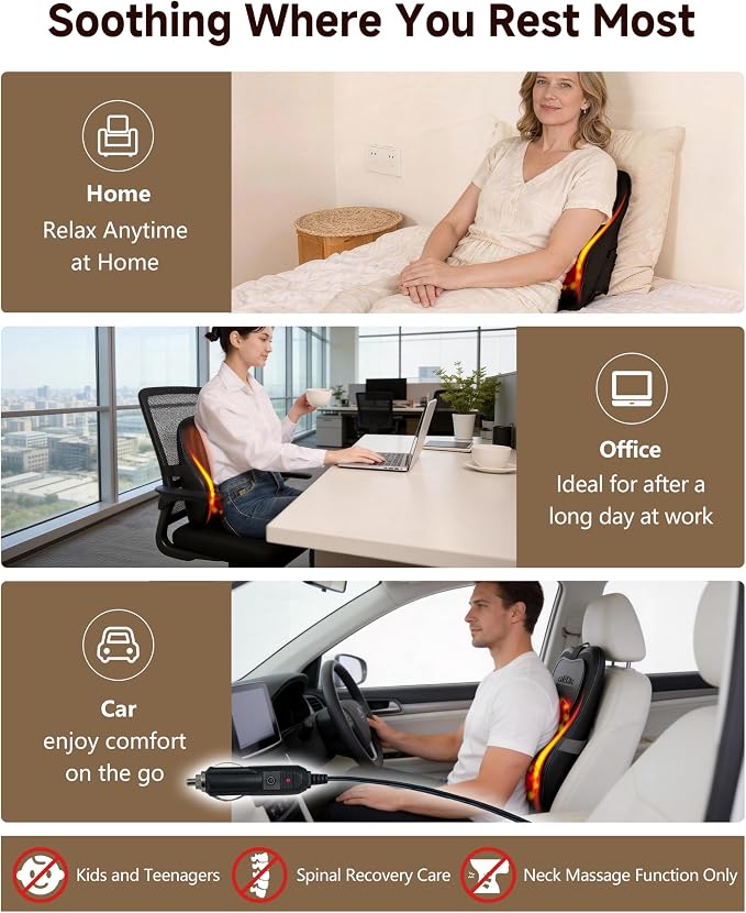 Back Massager With Heat, Pain Relief For Deep Tissue,3D Lower Back Massager - Image 5