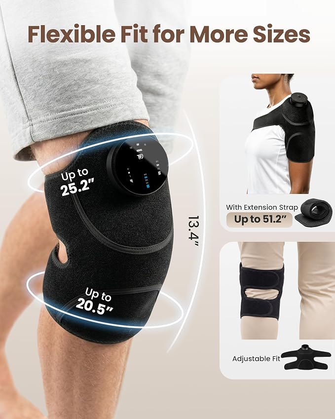 3-in-1 Cordless Knee Massager with Graphene Heat & Vibration, Rechargeable Heating Pad for Knee, Shoulder & Elbow, 4 Massage Modes & 3 Heat Levels, Helps Relieve Muscle Soreness & Joint Stiffness - Image 6