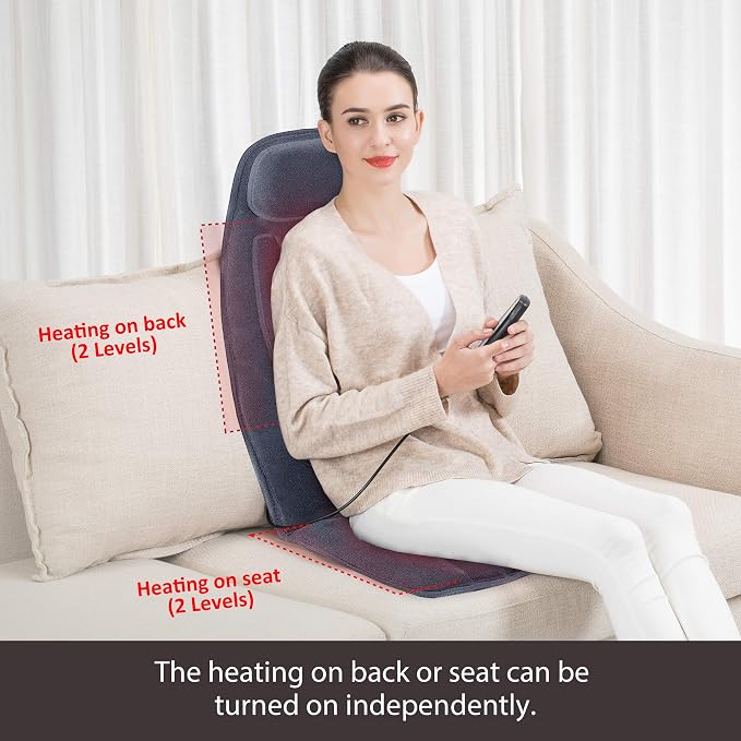 Snailax Massage Seat Cushion with Heat - Extra Memory Foam Support Pad in Neck and Lumbar,10 Vibration Massage Motors, 2 Heat Levels, Back Massager Chair Pad for Back - Image 2