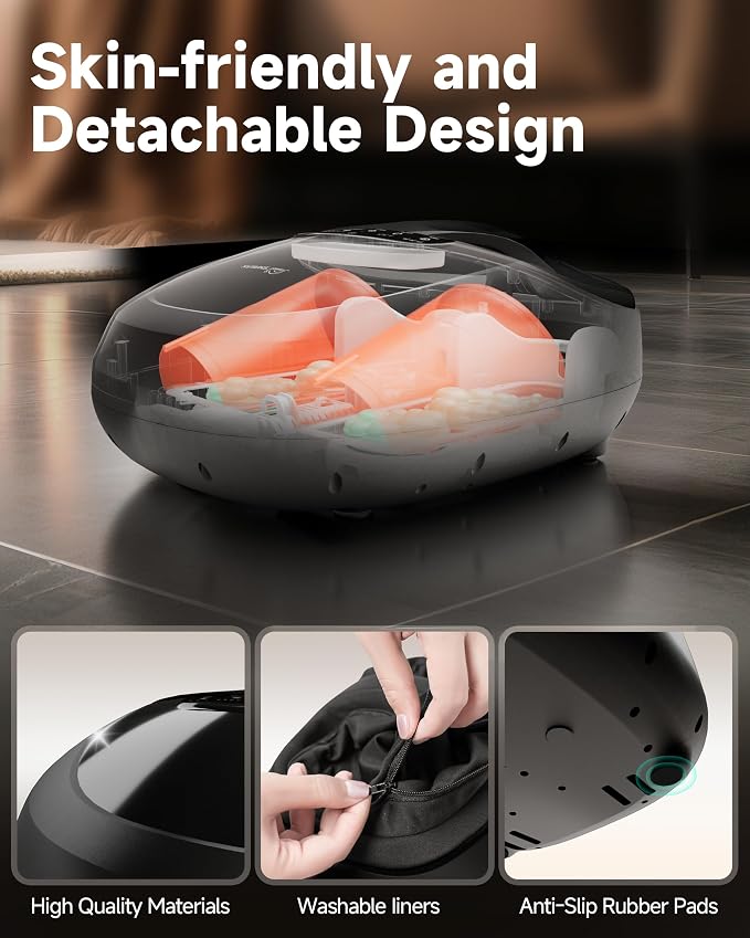 Snailax 2026 Upgrade Foot Massager Machine with Heat, Compression, Deep Kneading Shiatsu, Rolling Scratch for Plantar Fasciitis Relief (Remote Control), Men Size 13 at Home Office - Image 8