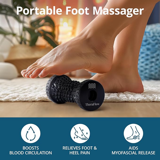 TheraFlow Foot Massager for Plantar Fasciitis Relief - Portable & Lightweight Foot Massager for Neuropathy Pain Relief for Feet, 360° Acupressure Nubs - Image 2