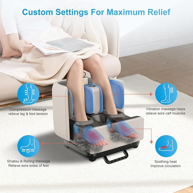 COMFIER 2-in-1 Shiatsu Foot Massager&Foot Rest,Foot and Calf Massager with APP Control,Heated Feet Massager for Foot Pain Relief,Gifts for Men Women - Image 4
