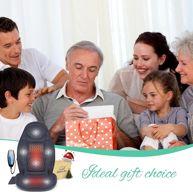 Snailax Back Massager with Heat, Vibration Massage Seat Cushion with 6 Vibrating Motors and 2 Heat Levels, Massage Chair Pad for Home Office use, Gifts for Women, Men - Image 7