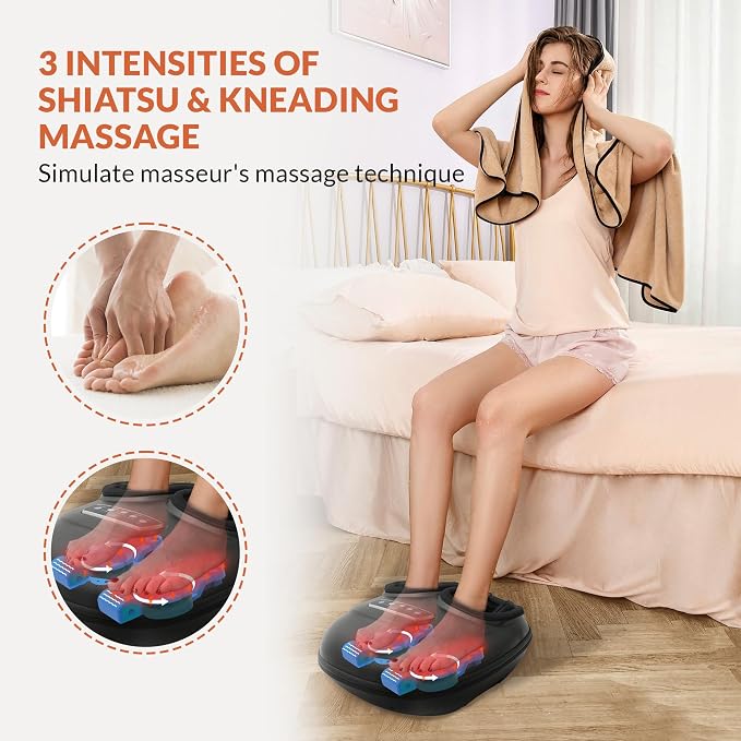 CILI Shiatsu Foot Massager with Heat, Electric Foot Massager with Kneading, Compression & Vibration, Heated Feet Massager with Washable Sleeve, Fits Up to Men’s Size 13 - Image 4