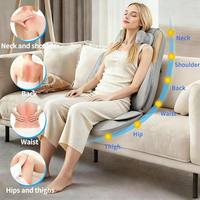 Shiatsu Neck and Back Massager with Heat, Full Back Kneading Back Massager for Fatigue Relief Deep Tissue, Massage Chair Pad with Adjustable Neck Massager, Portable Back Massager for Chair - Image 2