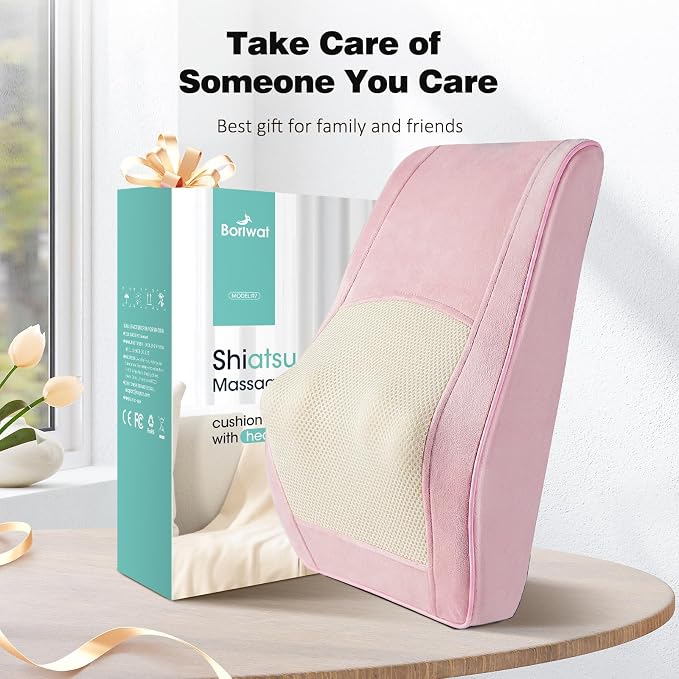 Boriwat Neck and Back Massager with Heat, 3D Kneading Shiatsu Massage Pillow for Neck, Back, Shoulders, Legs, Deep Tissue Relief for Sore Muscles, Home & Car, Great Gift for Women, Men, Mom, Dad - Image 9
