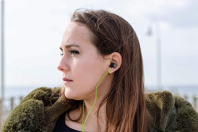 LUDOS Ultra Wired Earbuds in-Ear Headphones, 5 Years Warranty, Earphones with Microphone, Noise Isolating Ear Buds, Memory Foam for iPhone, Samsung, School Students, Kids, Women, Small Ears - Green - Image 4