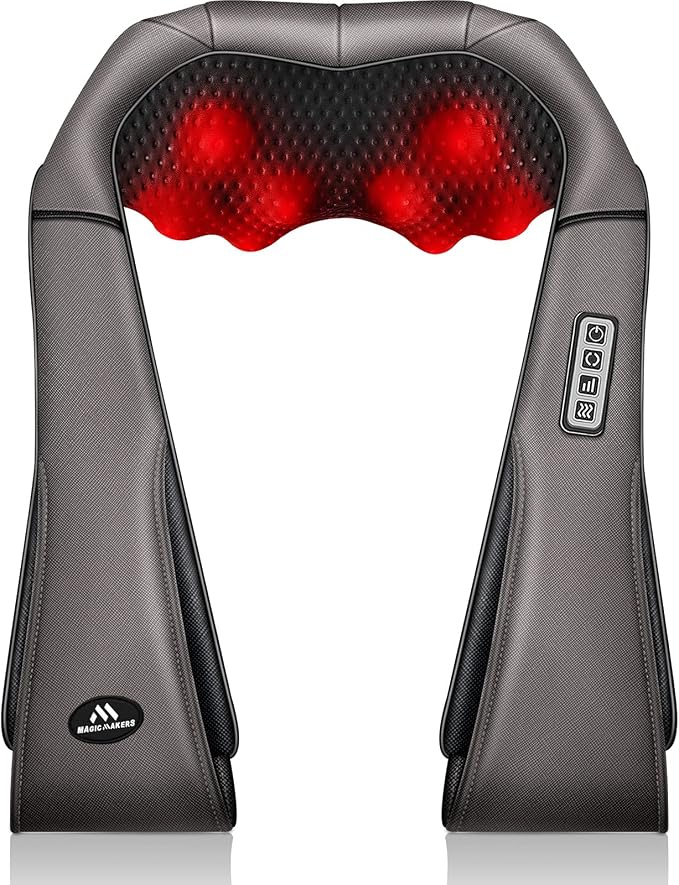 MagicMakers Neck Massager with Heat Gifts for Women, Men, Dad, Mom, Family, Friend, Mothers Day, Fathers Day, Christmas, Shiatsu Kneading Back Massager for Shoulder, Pain Relief, Muscle Soreness by MagicMakers