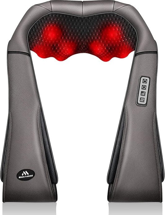 MagicMakers Neck Massager with Heat Gifts for Women, Men, Dad, Mom, Family, Friend, Mothers Day, Fathers Day, Christmas, Shiatsu Kneading Back Massager for Shoulder, Pain Relief, Muscle Soreness by MagicMakers