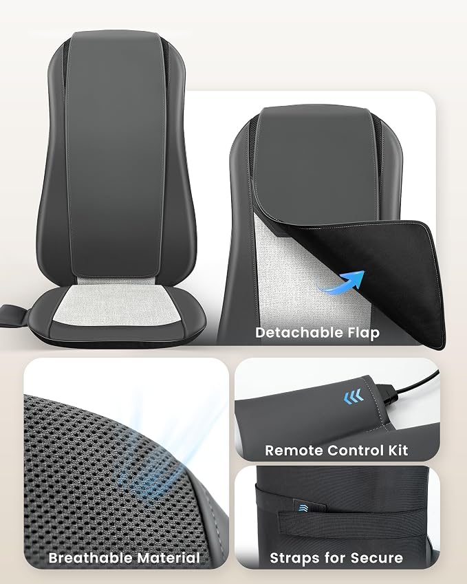COMFIER Back Massager with Heat,Full Back Massager for Chair with 2 Shiatsu Speeds,Heated Chair Massage Pad with Spot,Massage Seat Pad for Home Office use,Gifts for Women Men Mom Dad - Image 6