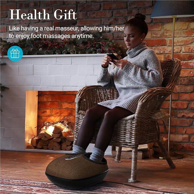 CuPiLo Foot Massager with Heat & Remote Control,FSA Eligible HSA, Brown - Image 2