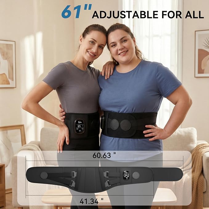 Cordless Portable Heating Pad with Massager for Back Pain Relief,5000mAh Rechargeable Lower Back Massager with 3 Heat 3 Vibration,Wireless Heating Pad for Cramps,Back Support Heat Massage Belt - Image 6
