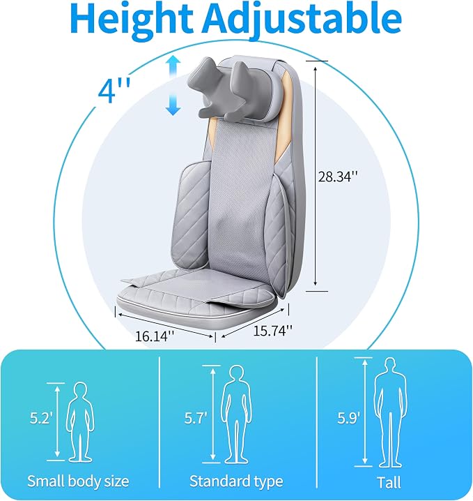 Shiatsu Neck and Back Massager with Heat, Full Back Kneading Back Massager for Fatigue Relief Deep Tissue, Massage Chair Pad with Adjustable Neck Massager, Portable Back Massager for Chair - Image 4
