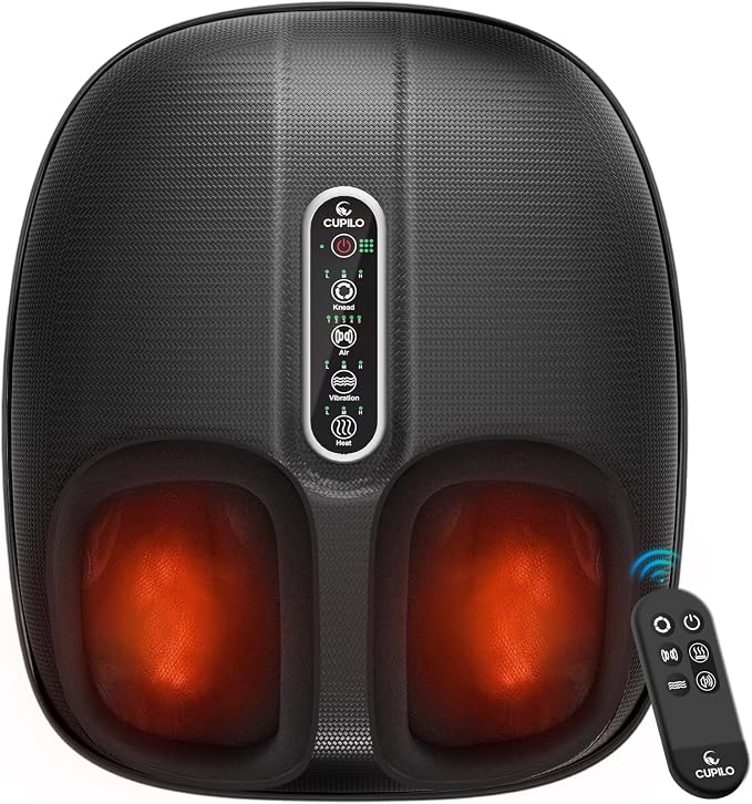 CuPiLo Foot Massager FSA Eligible HSA, Shiatsu Foot Massager for Plantar Fasciitis with Heat & Remote Control, 5 Compression Levels & Kneading Massage for Tired Feet, Seniors, Officer, Dad Gifts by CUPILO