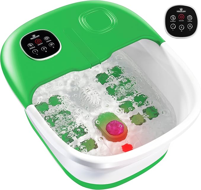 Medical king Foot Spa with Heat and Massage and Jets Includes A Remote Control Pumice Stone Collapsible Foot Spa Massager with Heat and Bubbles and Vibration by MedicalKing