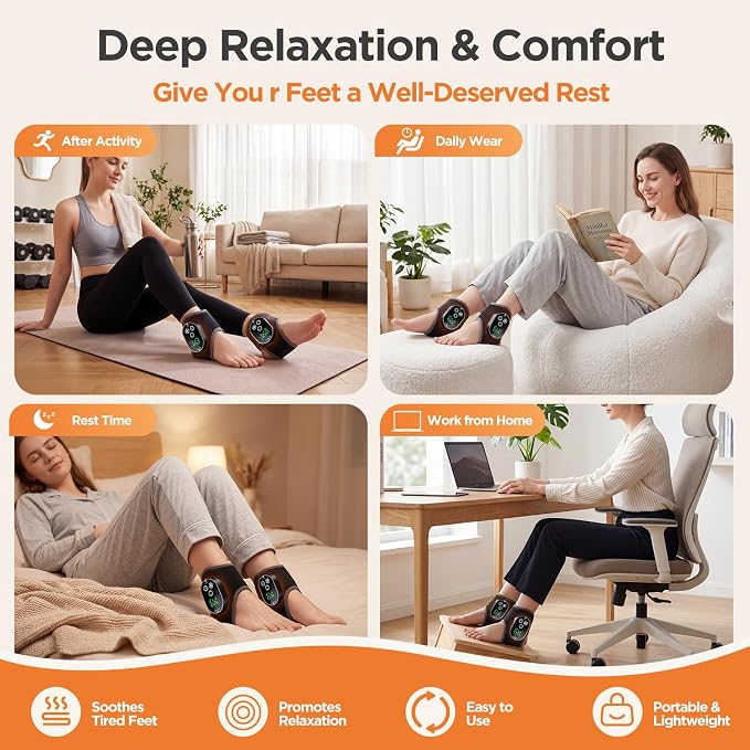 2-Pack Heated Ankle Massager, Cordless Foot Massager & Ankle Heating Pad - Image 5