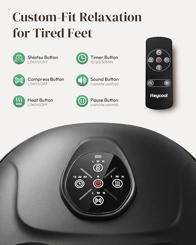 Heycool Foot Massager with Heat, Deep Shiatsu for Neuropathy Pain Relief - Image 2