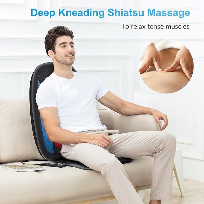 COMFIER Back Massager with Heat,Deep Tissue Kneading Massage Seat Cushion, Shiatsu Chair Pad for Neck for Home or Office use, Gift - Image 3