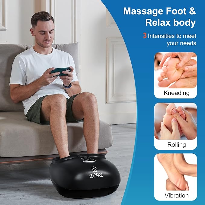 COMFIER Shiatsu Foot Massager with Heat,Vibration,Rolling Compression,Feet Massager for Plantar Fasciitis,Neuropathy Pain,Home Office Use,Fits Size up to 13IN,for Dad,Mom - Image 6