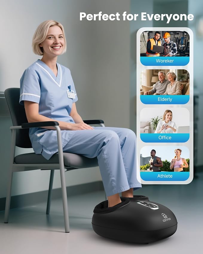 COMFIER 4-in-1 FSA Eligible HSA Shiatsu Foot Massager with Heat, Compression & Vibration, Smoth Warmth for 3 Levels, Toe Touch Control, Large Size Fits Up to 14, Gifts for Mom Dad, Home Office - Image 8