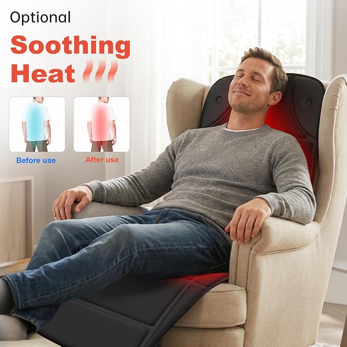 CILI Massage Mat Full Body,Massager Chair Pad,10 Vibration Motors & 5 Massage Modes,Back Massager for Bed,Massage Mattress Pad for Back,Heating Pad with Auto Shut Off, Gifts for Men,Women - Image 3