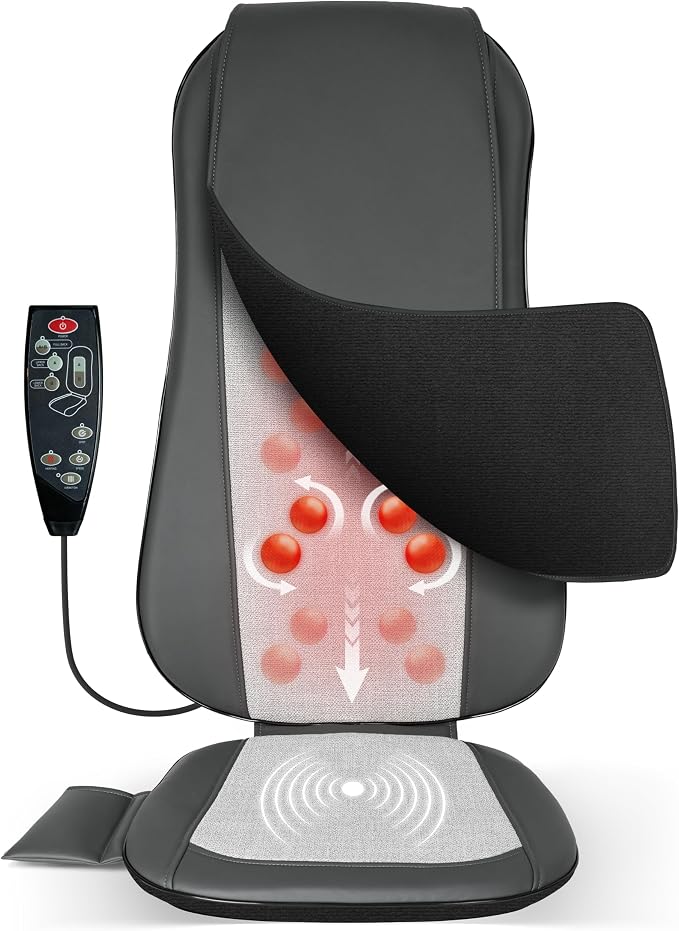 COMFIER Back Massager with Heat,Full Back Massager for Chair with 2 Shiatsu Speeds,Heated Chair Massage Pad with Spot,Massage Seat Pad for Home Office use,Gifts for Women Men Mom Dad by COMFIER
