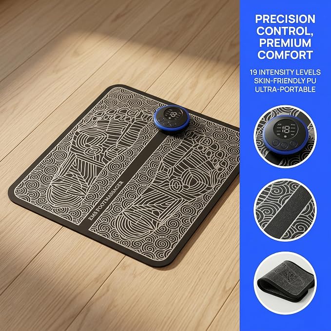 Foot Massager with Remote Control, Foot Stimulating Massage Mat Improves and Promotes Muscle Stimulator, 8 Modes 19 Levels, Foot Mat System for Pain Relief (KTR-4034) - Image 8