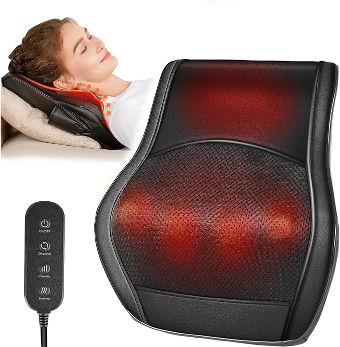 Brelley Neck and Back Massager for Pain Relief Deep Tissue with Heat, Shiatsu Shoulder Massager with Bi-Directional Rotating Head for Neck, Back, Shoulders, and Legs by GrowwithYourKids