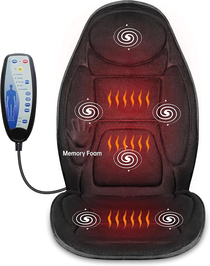 Snailax Back Massager with Heat, Memory Foam Chair Massage Pad by Snailax