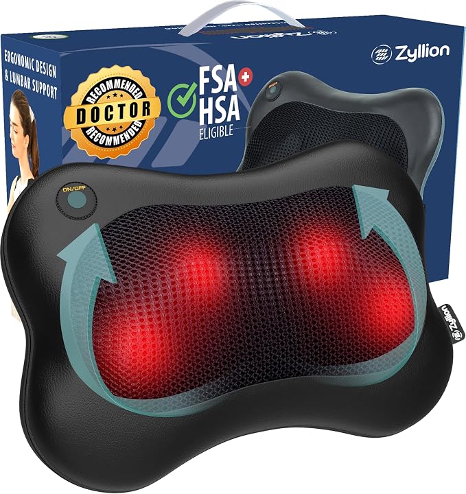 Zyllion ZMA-13RB Back and Neck Massager with Heat for Pain Relief, Black by Zyllion%2C+Inc.