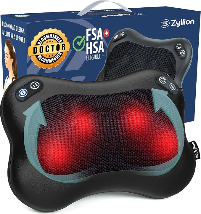Zyllion ZMA-34RB Back and Neck Massager with Heat for Pain Relief, Black by Zyllion%2C+Inc.