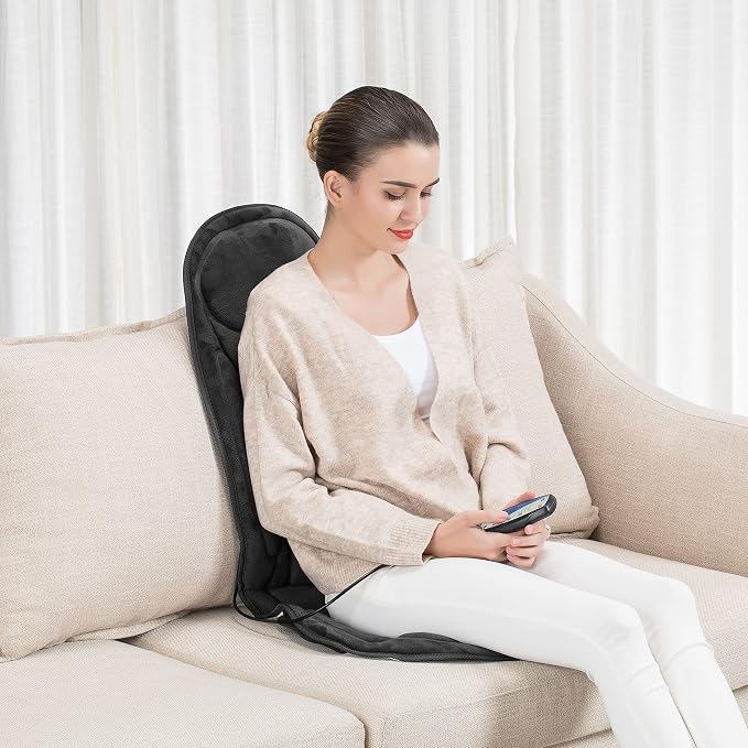 Snailax Vibration Massage Seat Cushion with Heat, Back Massager, Massage Chair Pad with 6 Vibrating Motors and 2 Heat Levels, Chair Massager for Home Office Use(Black) - Image 6