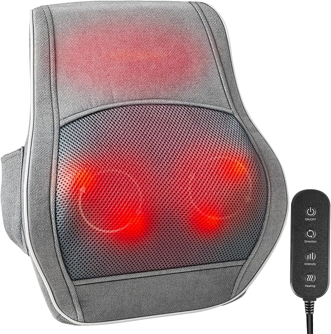 Brelley Shiatsu Neck and Back Massager with Heat, Deep Tissue Kneading Massage Pillow, Electric Massagers with Bi-Directional Rotating Head for Neck, Back, Shoulders, and Legs by GrowwithYourKids