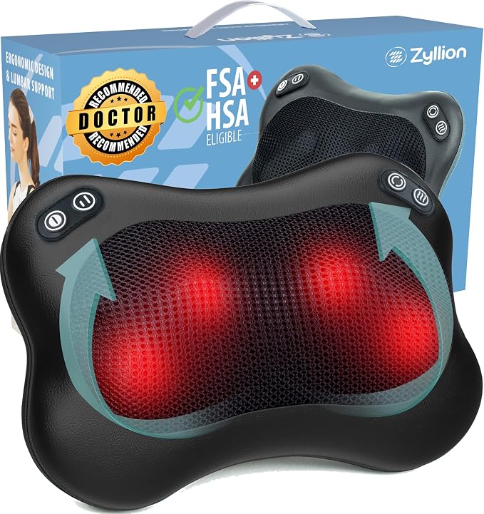 Zyllion ZMA-34 Back and Neck Massager with Heat for Pain Relief, Black by Zyllion%2C+Inc.